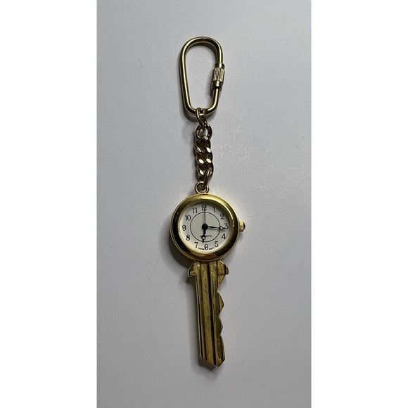 Other | Vintage Quartz Watch Clock Key Chain Gold Metal Carabiner Needs ...